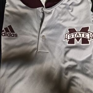 Adidas Gray and Maroon Polo with Mississippi State Logo